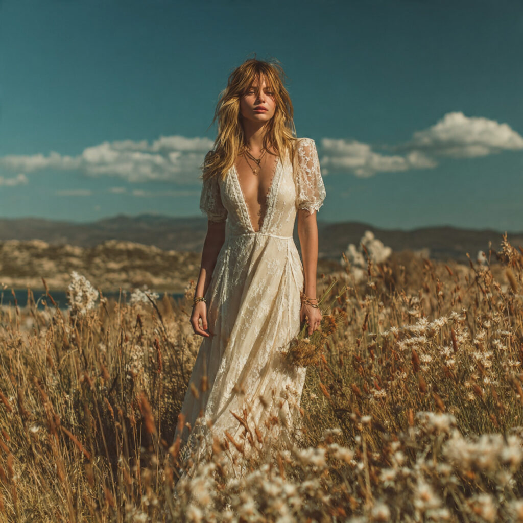 bride wearing a vintage second hand wedding dress