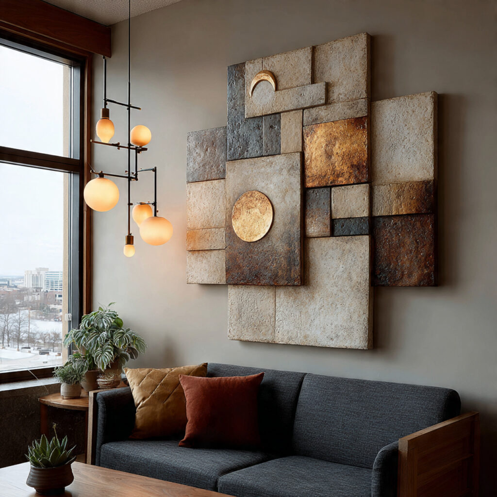 ceramic wall art piece with textured glaze