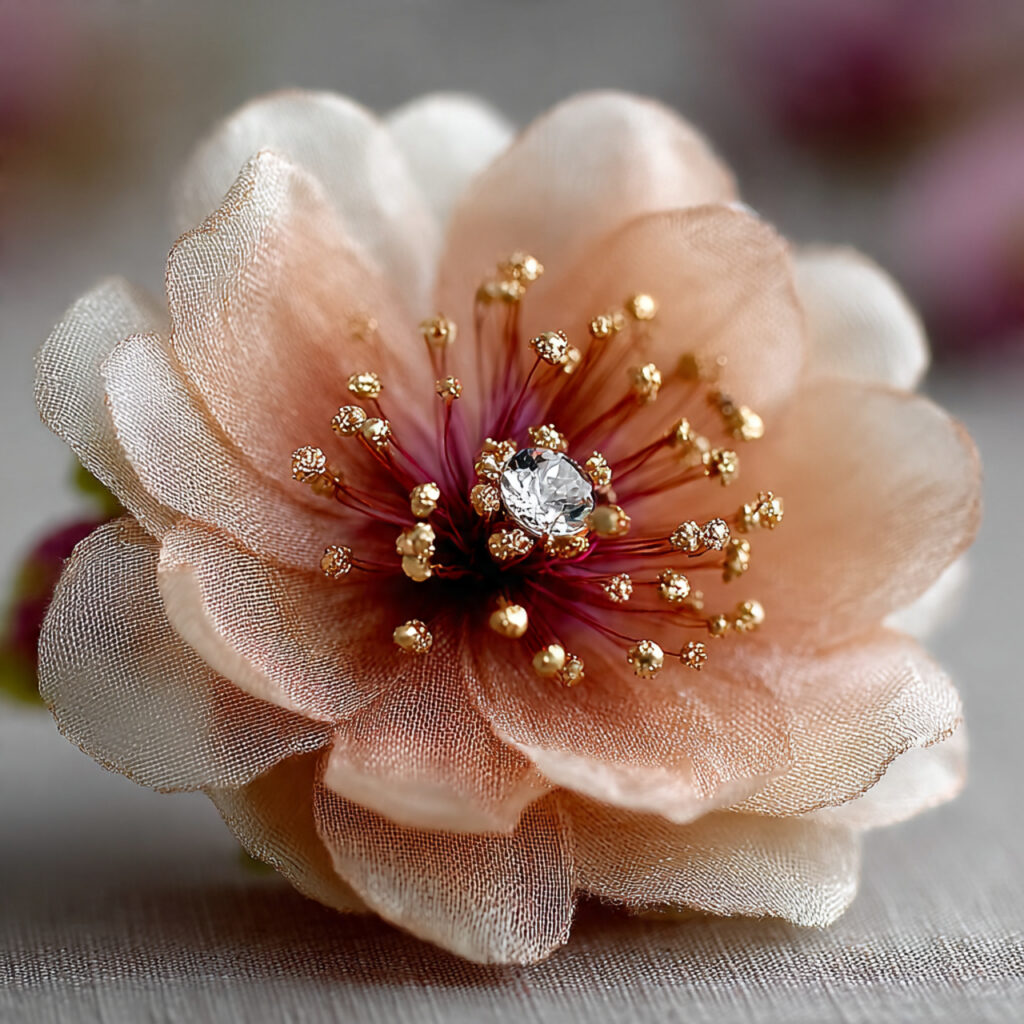 chiffon flower bridal garter with layered petals