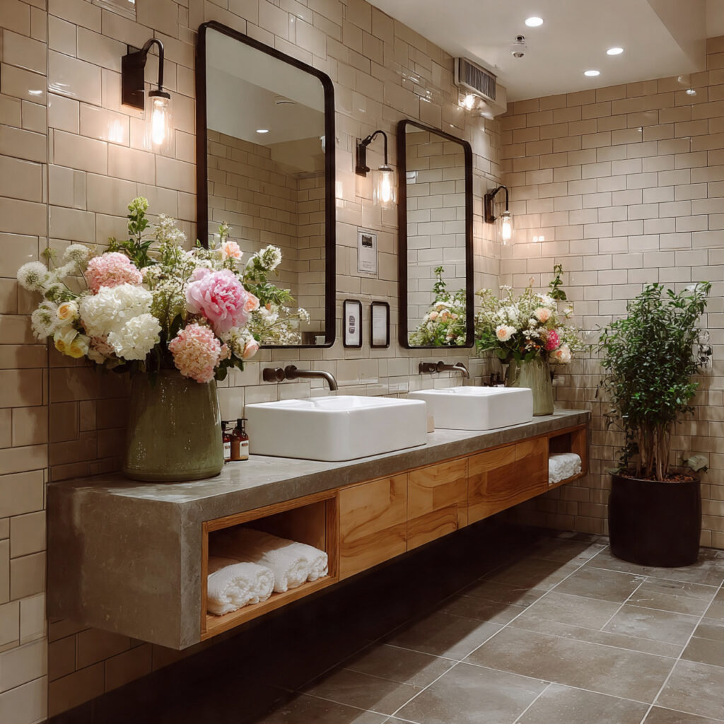 clean upscale wedding venue with restrooms modern