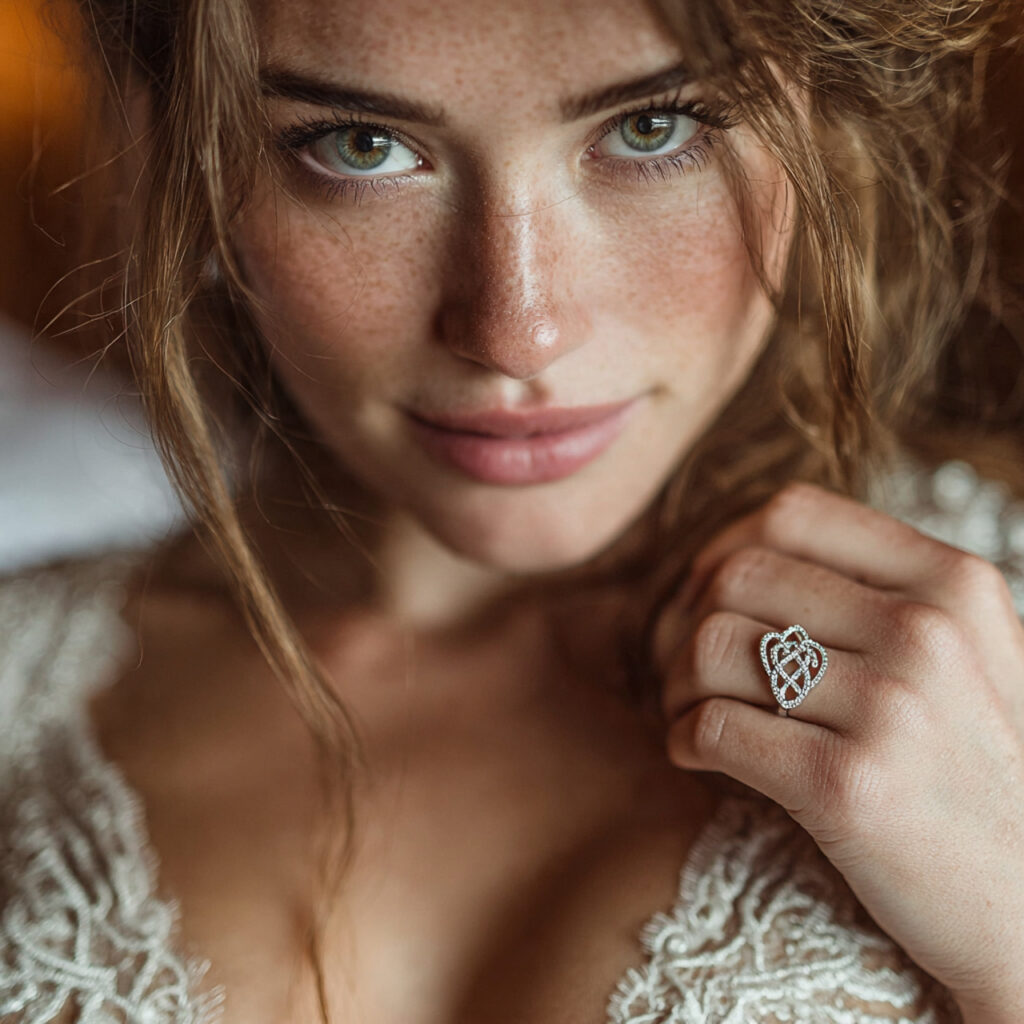 close up of an irish claddagh ring on