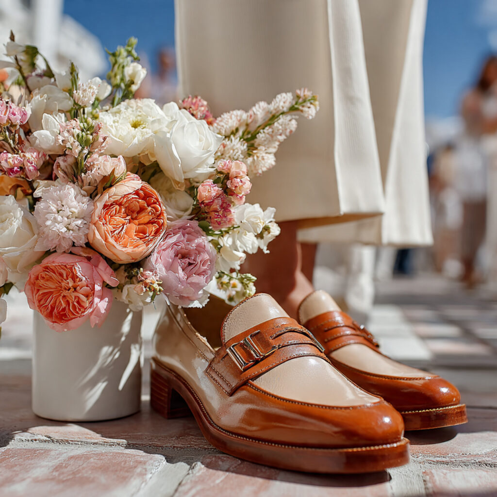 close up of officiant s shoes low heels flats