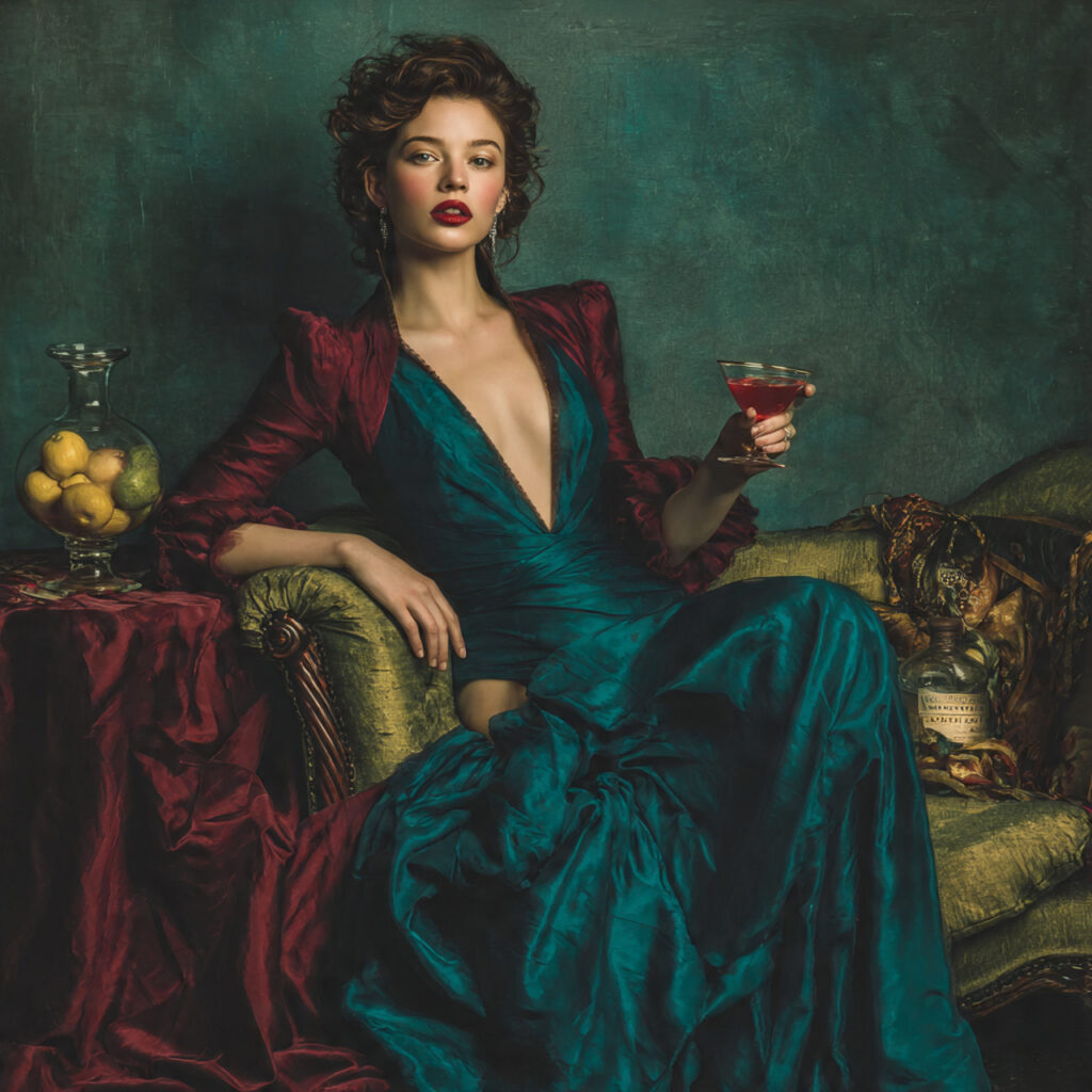 cocktail outfit in rich jewel tones emerald ruby