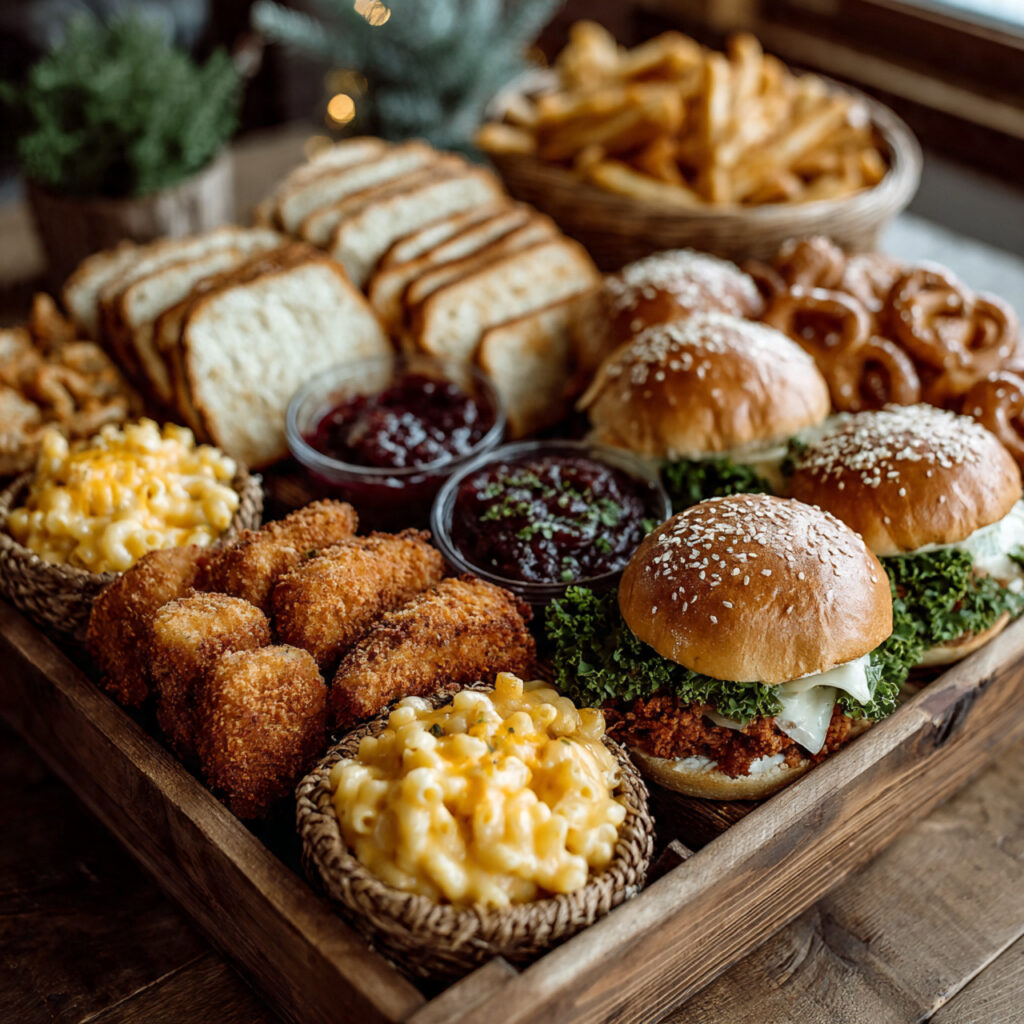 21 Unique Grazing Table Ideas to Elevate Any Party 20 comfort food grazing table with sliders chicken tenders