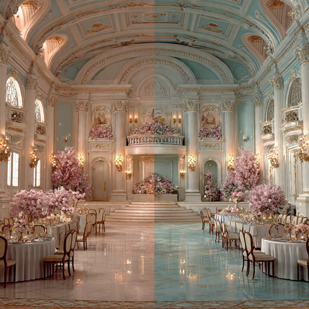 comparison of a small cozy wedding hall