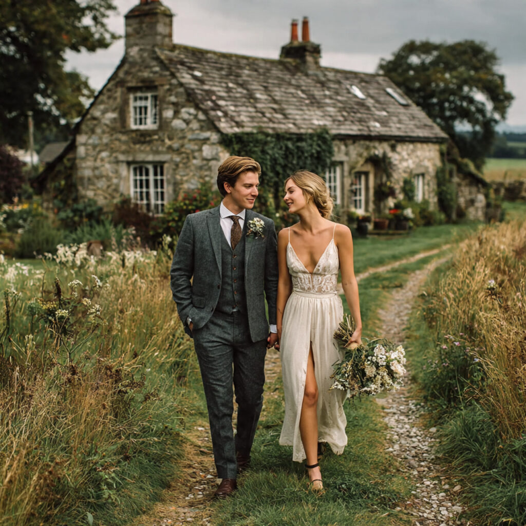 countryside wedding in ireland lush green fields