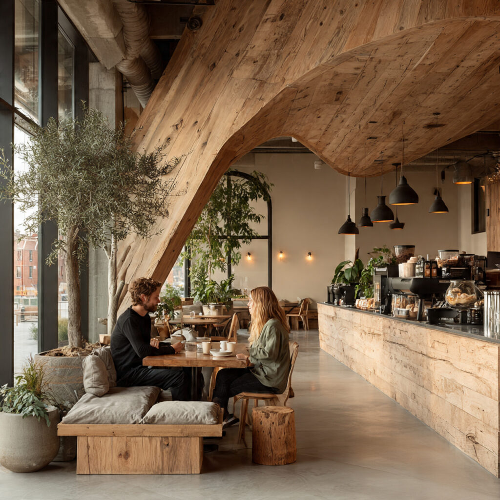couple sitting in a trendy caf latte