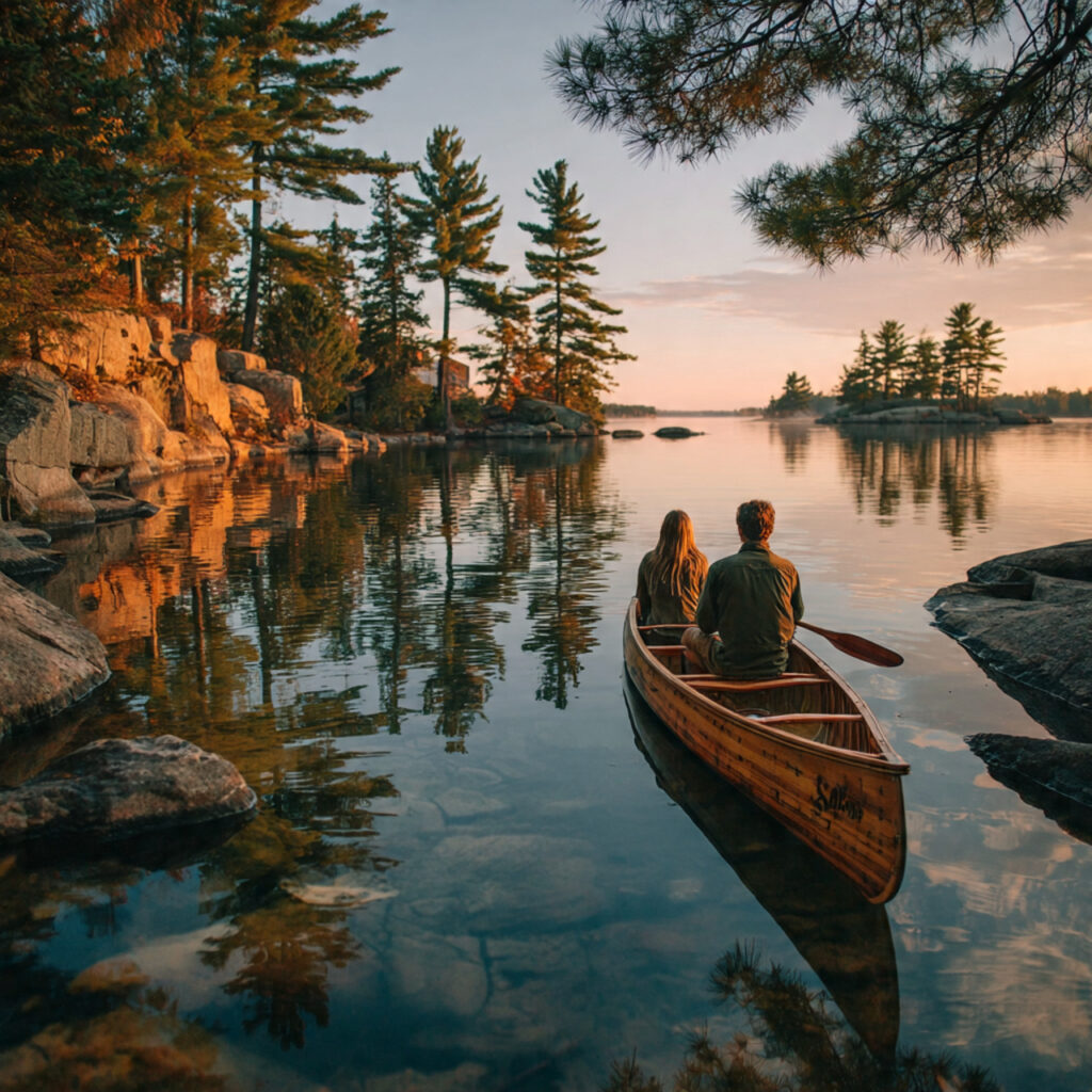 26 Creative Seasonal Engagement Photos Ideas to Capture Your Love 17 couple sitting together in a canoe on