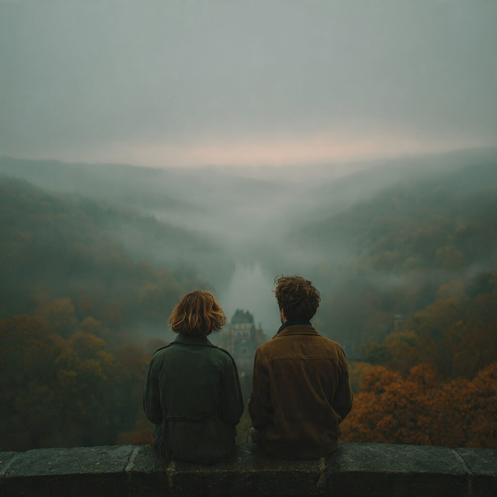 26 Creative Seasonal Engagement Photos Ideas to Capture Your Love 24 couple standing at a mountain overlook in