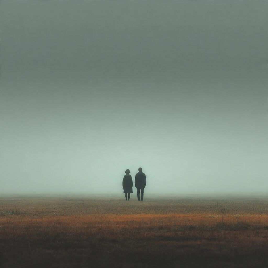 26 Creative Seasonal Engagement Photos Ideas to Capture Your Love 9 couple standing in foggy early morning field