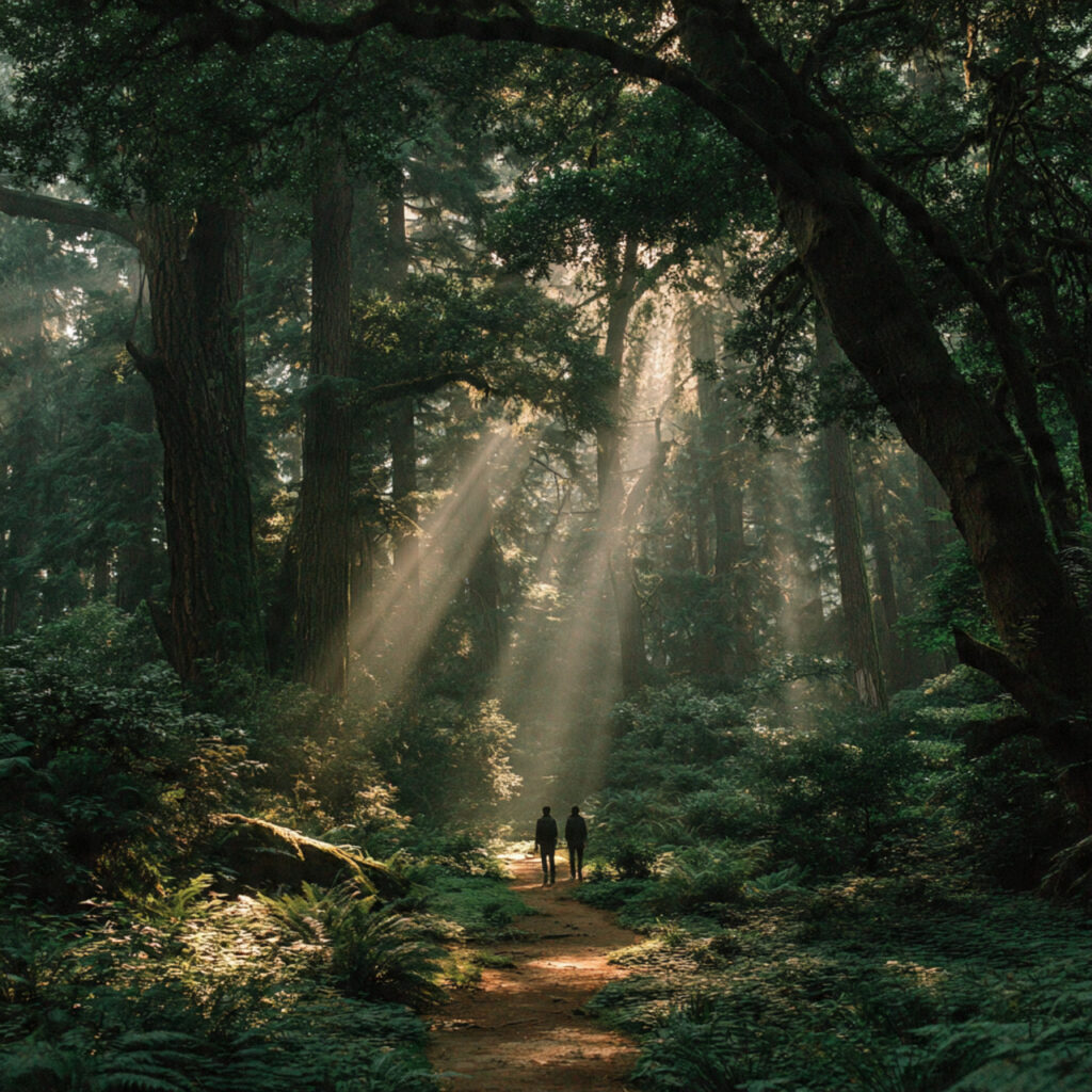 26 Creative Seasonal Engagement Photos Ideas to Capture Your Love 22 couple walking along a forest trail with