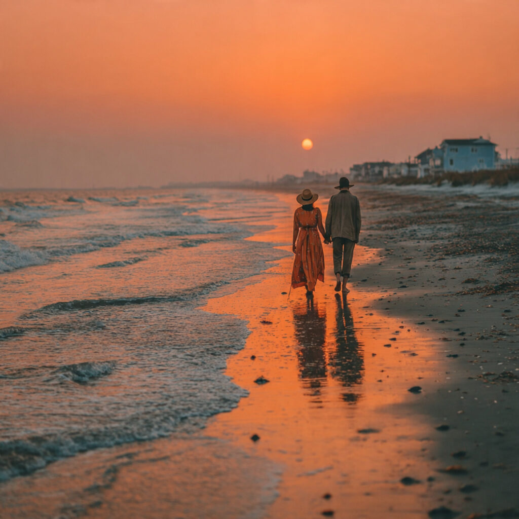couple walking hand in hand on a