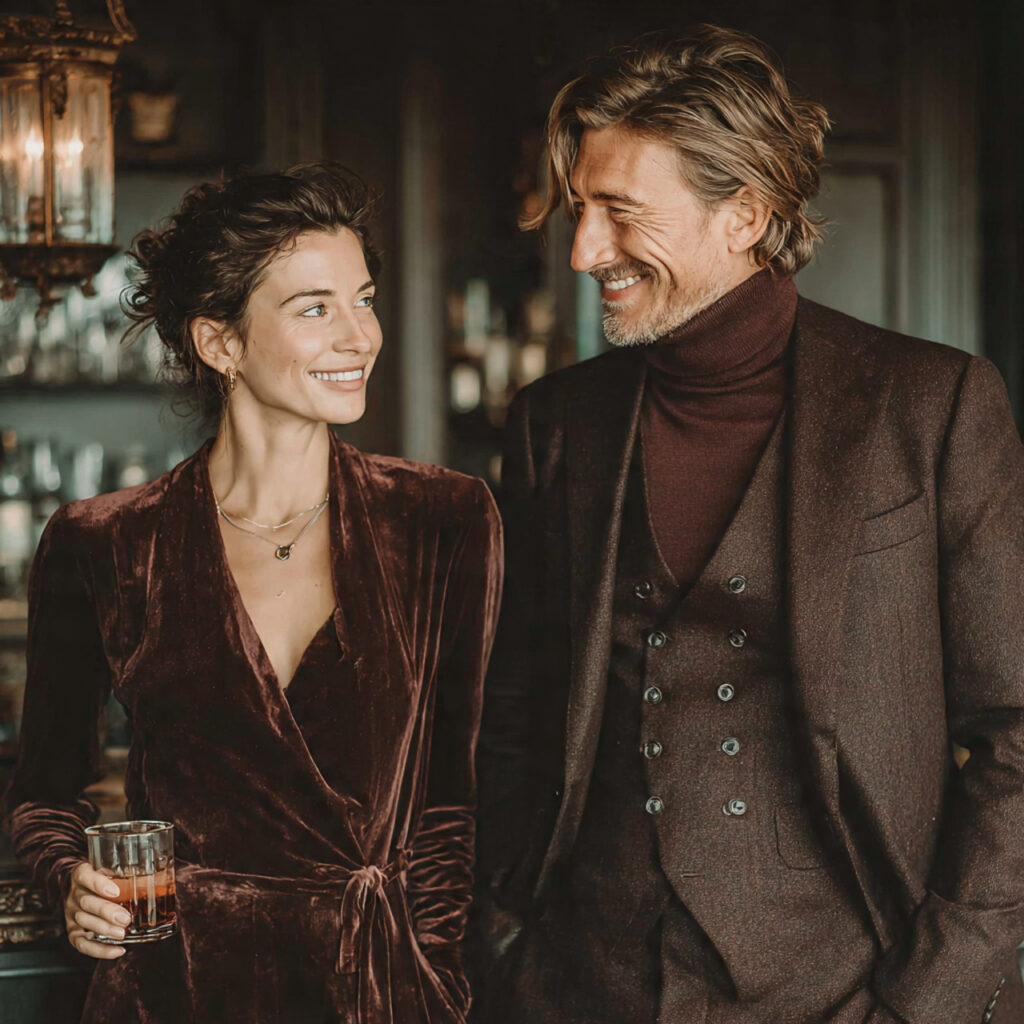 cozy winter engagement setting woman in