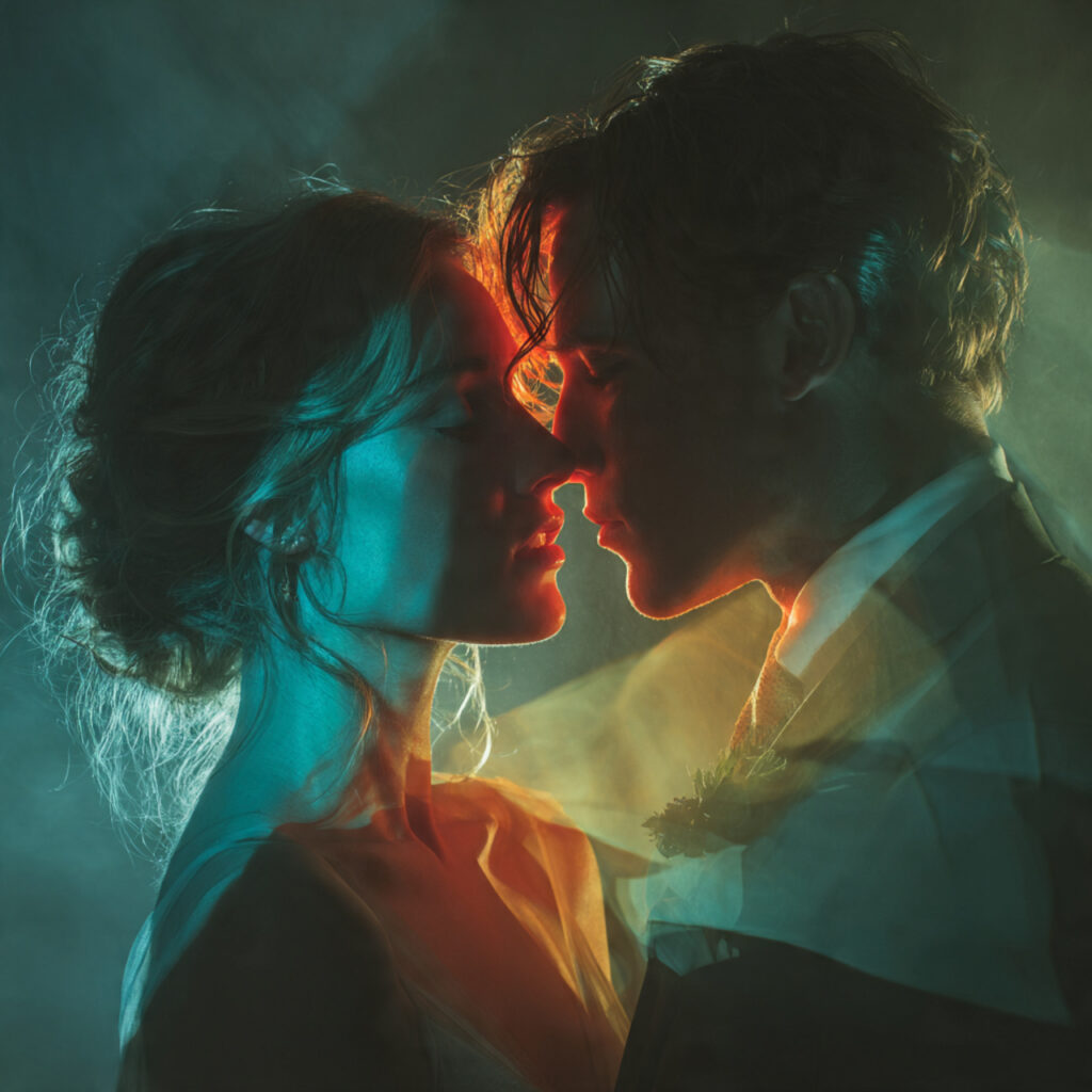 creative abstract wedding portrait using reflections and