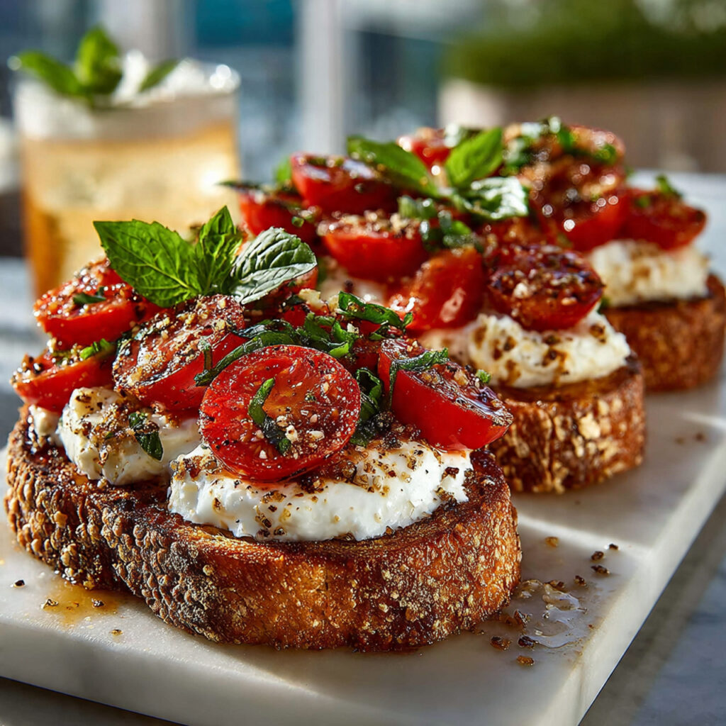 17 Delicious Cocktail Hour Food Ideas to Elevate Your Event 5 crisp bruschetta slices topped with tomato basil
