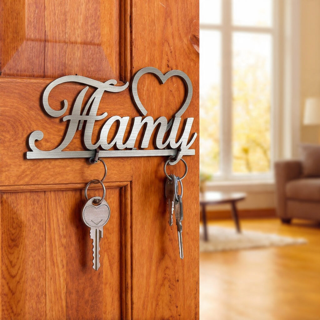 custom iron key holder with family name