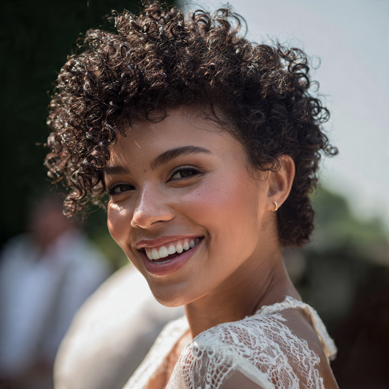 30 Gorgeous Wedding Hairstyles For Short Hair Ideas for Modern Brides 16 Short Natural Curls with Definition