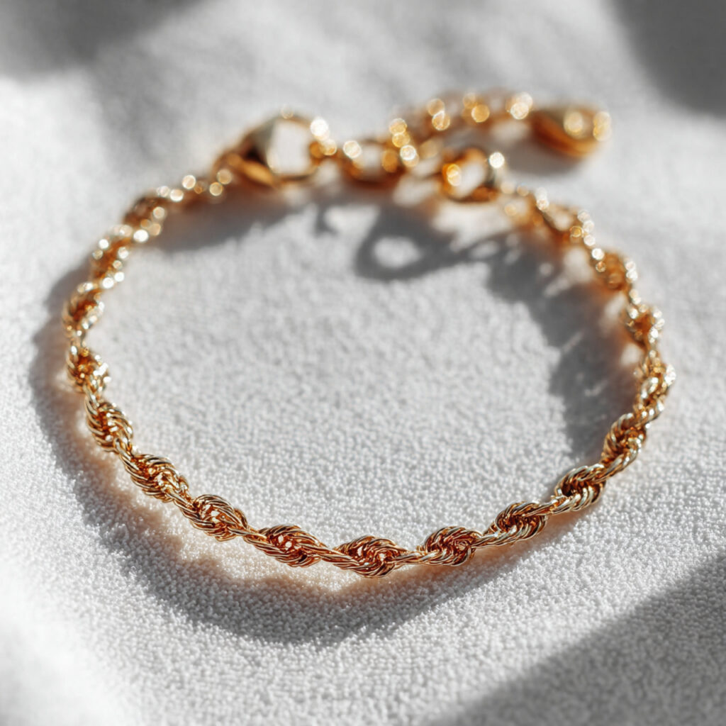 delicate minimalist bracelet on a clean white