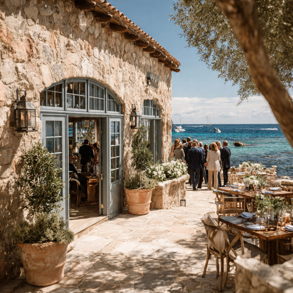 destination engagement party at seaside villa guests