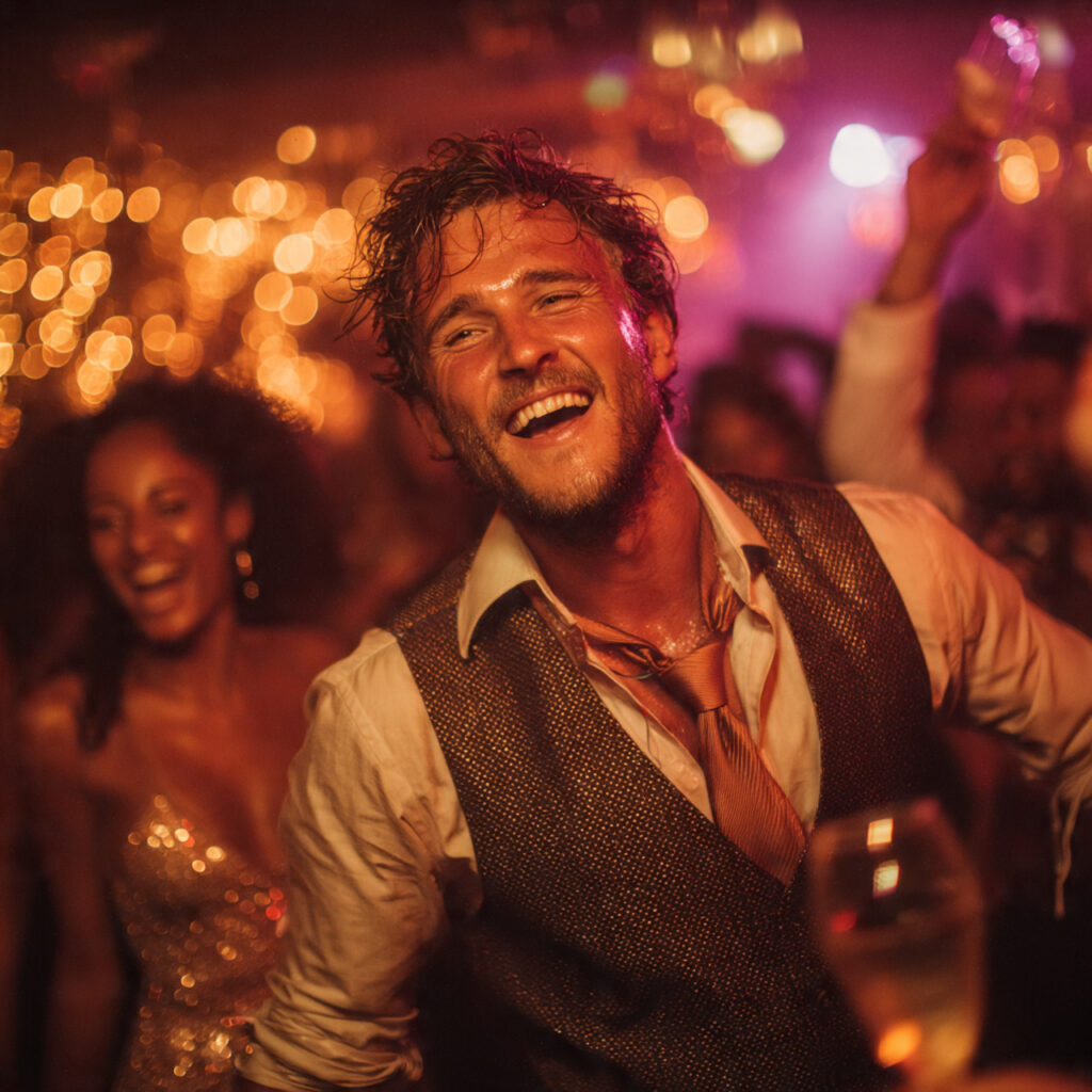 dj performing at a lively wedding reception