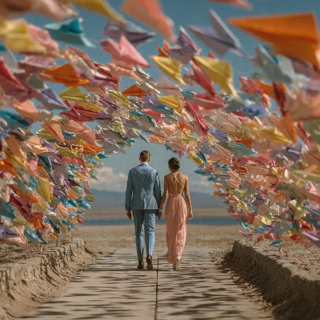 18 Stunning Wedding Send Off Ideas for an Unforgettable Exit 15 dozens of paper airplanes in wedding palette colors