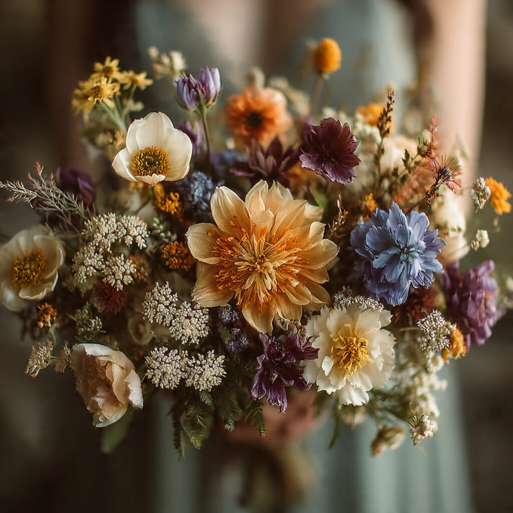 eco friendly wedding bouquet made of local