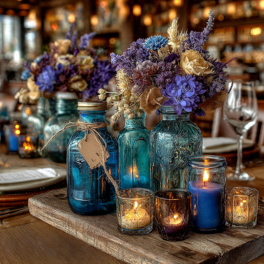 eco friendly wedding centerpiece made from upcycled