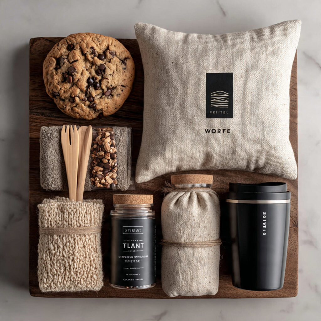 eco friendly welcome bag filled with local