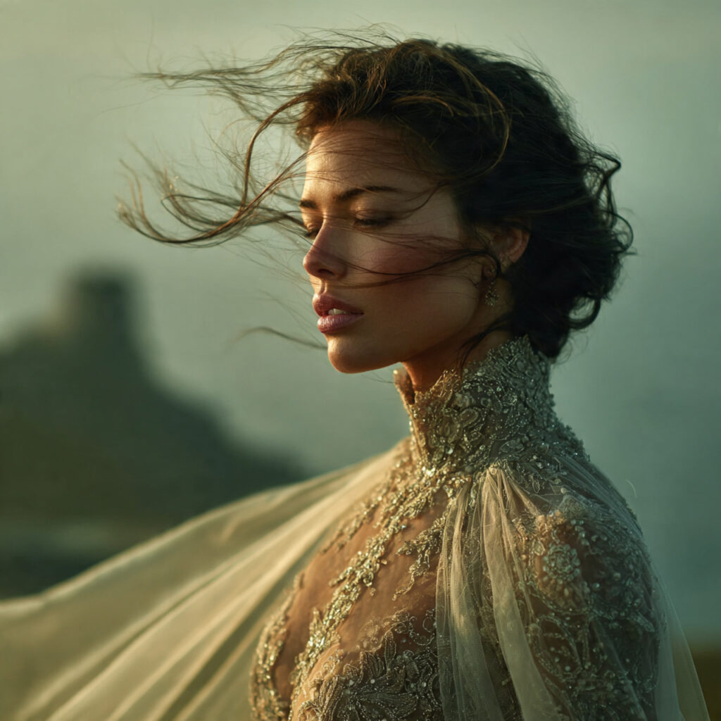 elegant bride with a long sheer bridal