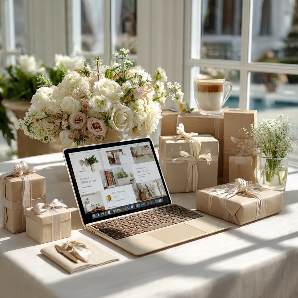 elegant modern wedding gift registry scene soft 1