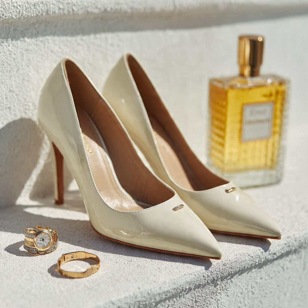 elegant pointed toe heels styled with a cocktail