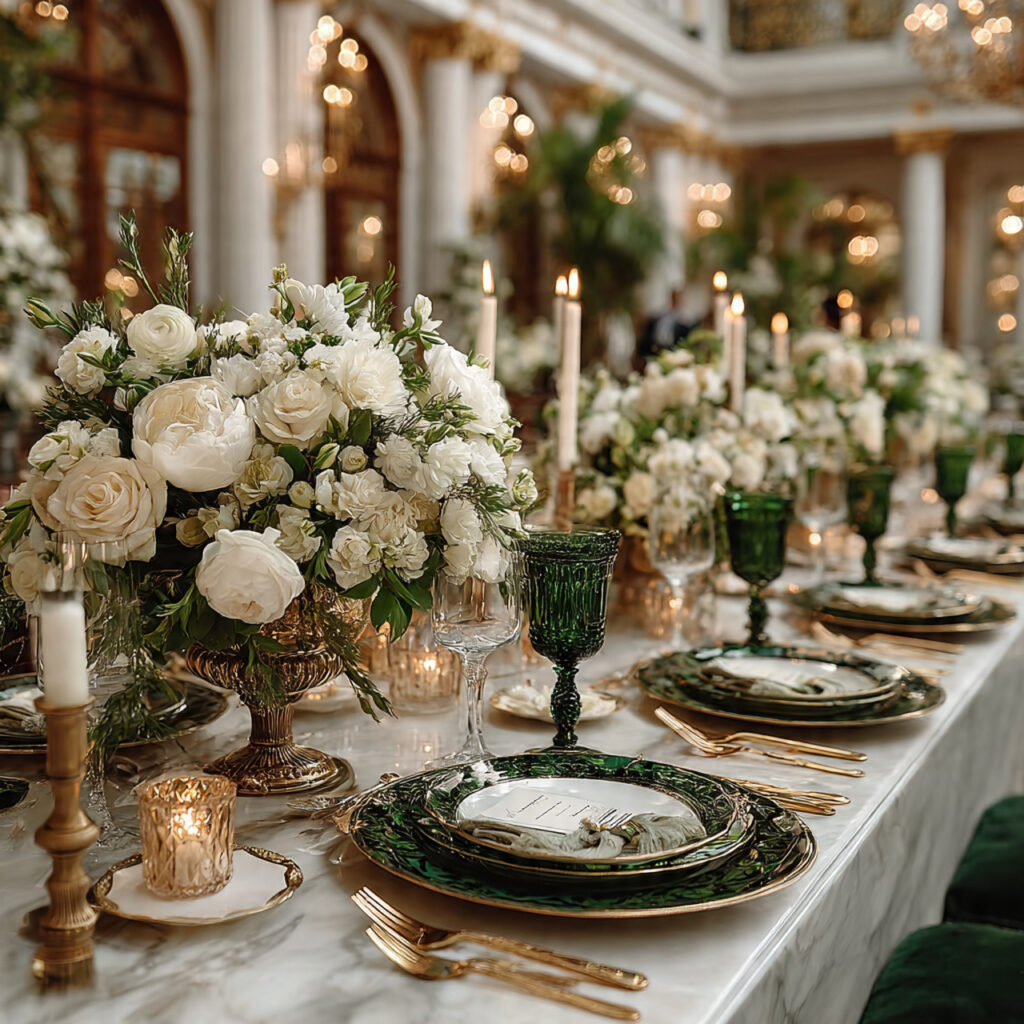 emerald and white wedding palette classic formal