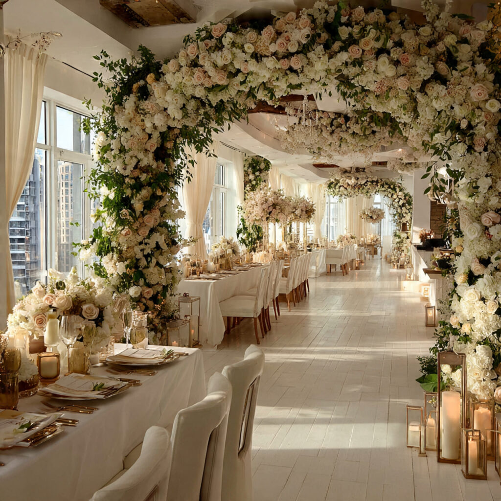 exquisite floral arch made of roses and