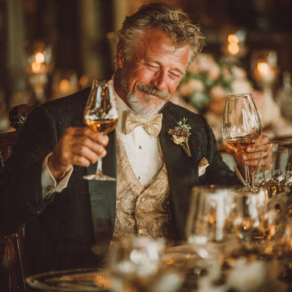father of the bride giving heartfelt vodka