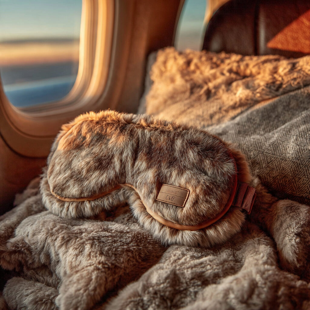 faux fur travel eye mask and neck