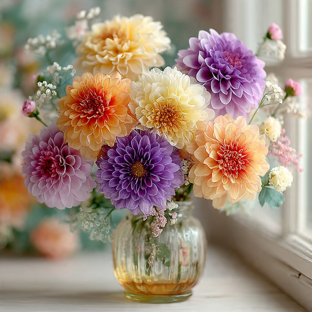 fresh chrysanthemum bouquet in soft pastel colors