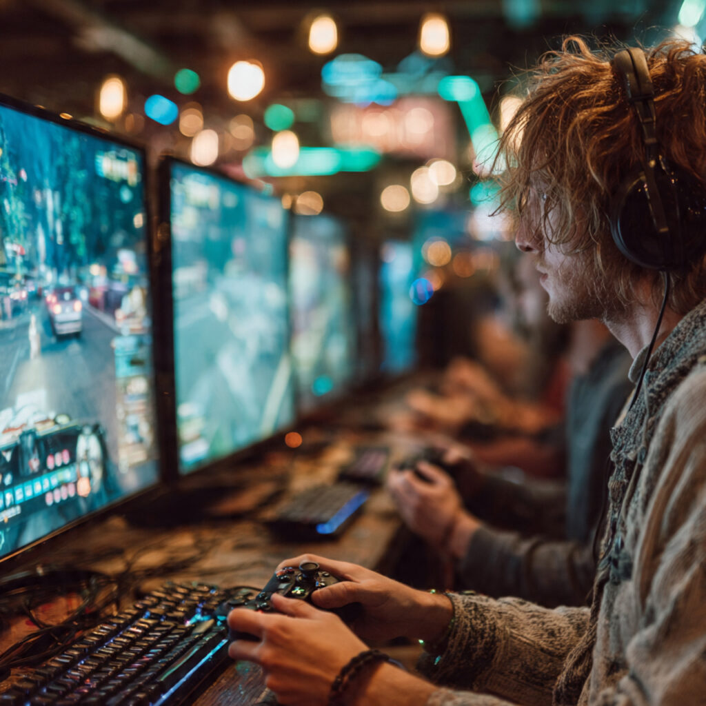 25 Bachelor Party Planning Tips & Creative Ideas for a Perfect Send-Off 20 friends playing video games on multiple screens