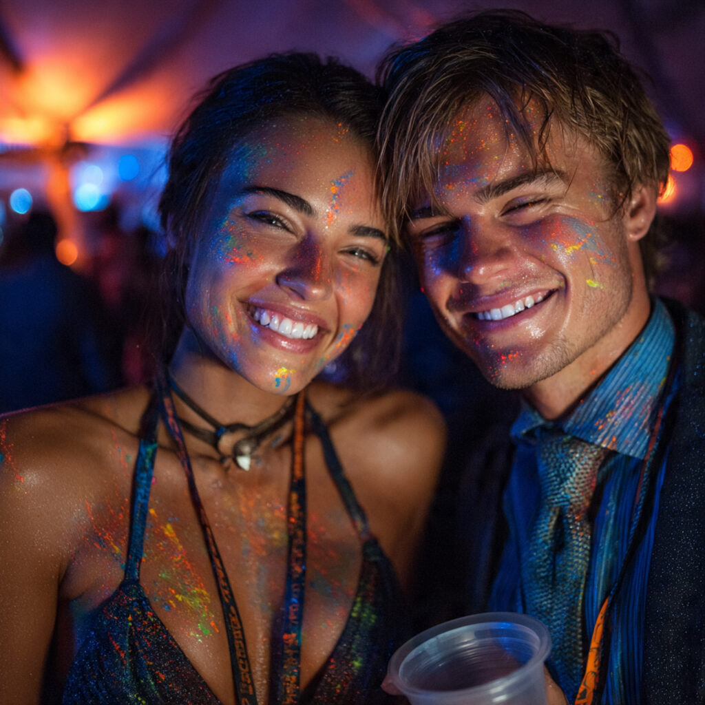 glow in the dark wedding after party neon face paint