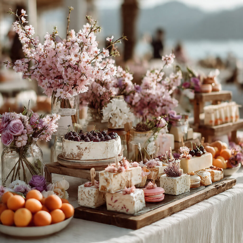 21 Unique Grazing Table Ideas to Elevate Any Party 19 grazing table decorated with edible flowers pastel