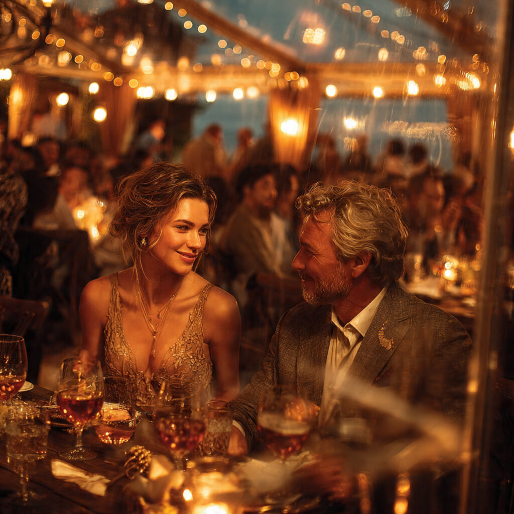 guests enjoying a wedding reception with elegant