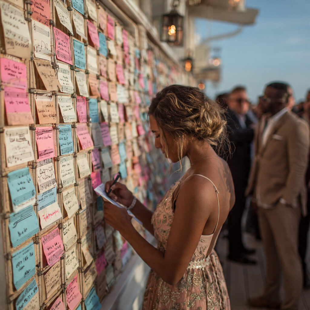 guests writing song requests on small cards