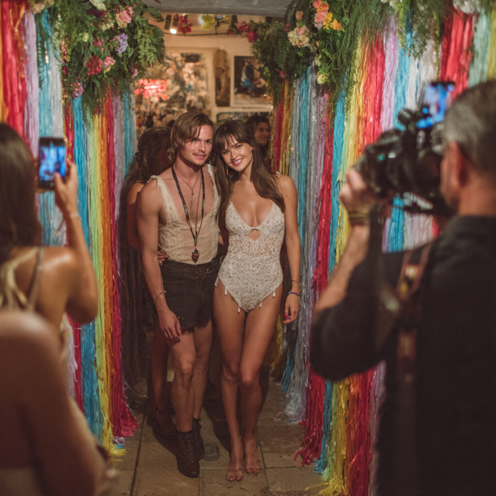 hallway photobooth setup at wedding after party