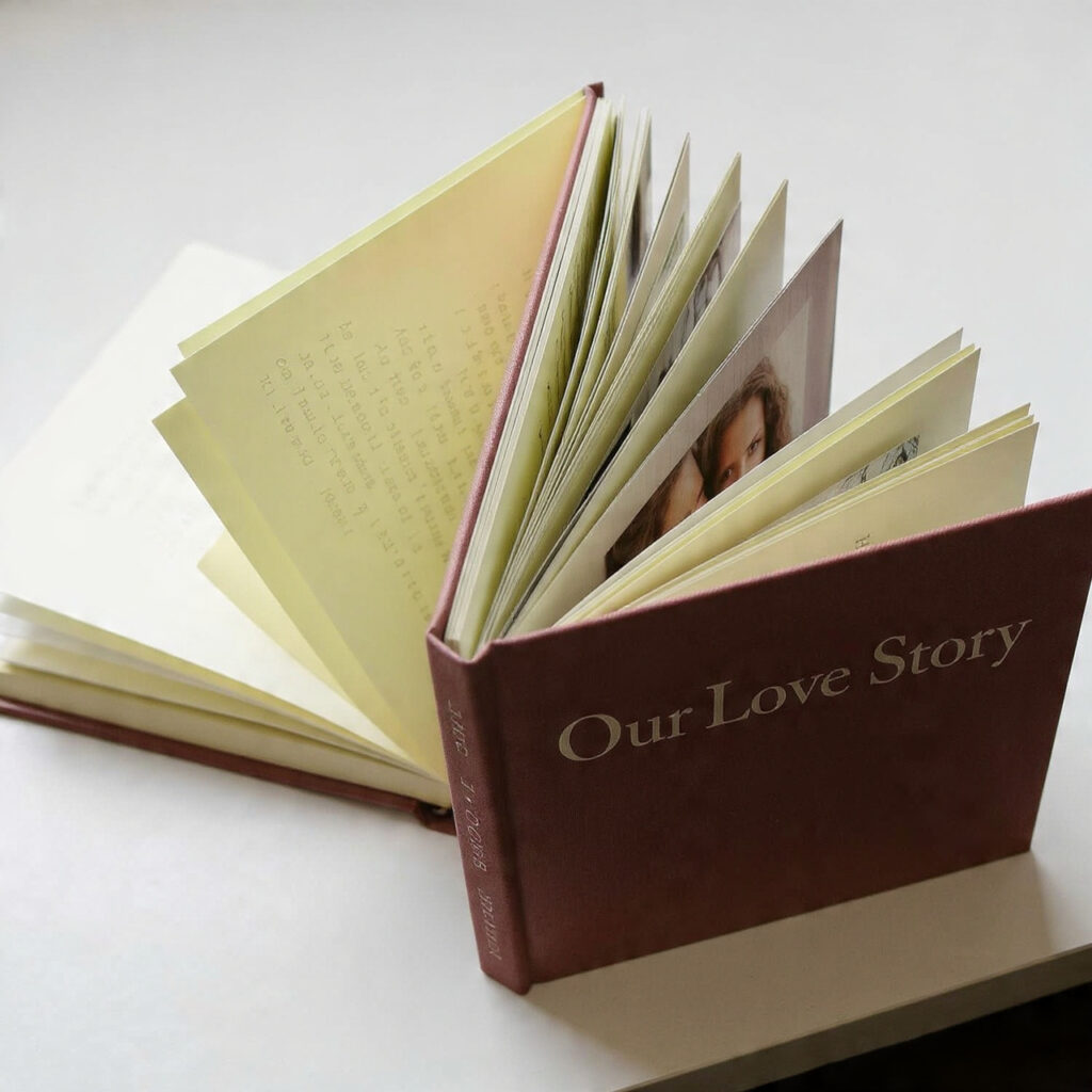 19 Meaningful 50th Anniversary Gift Ideas for a Golden Year 3 hardbound custom book titled our love story
