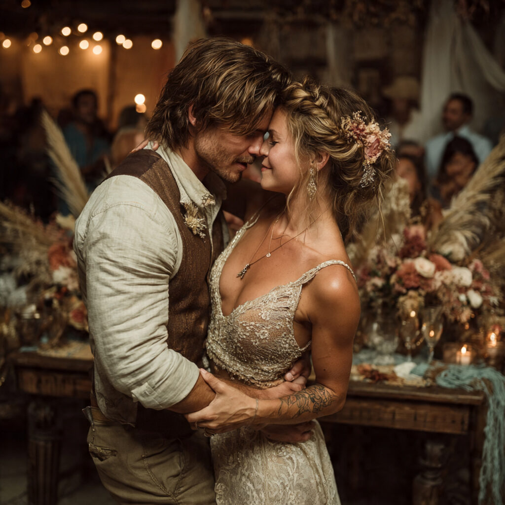 indie themed wedding d cor dried florals vintage furniture