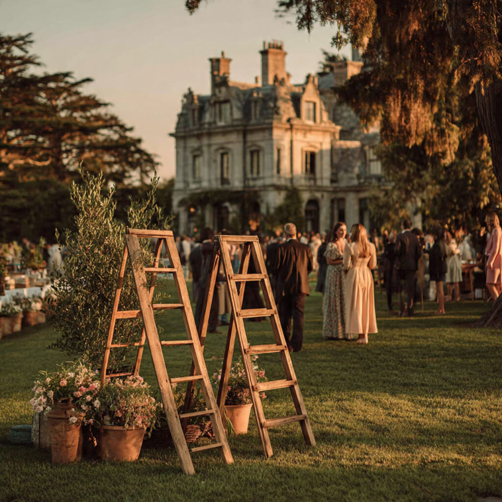 ladder toss game at a wedding cocktail