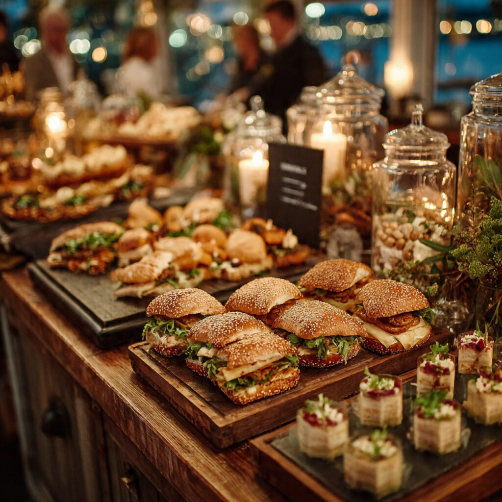 late night snack station at wedding reception mini