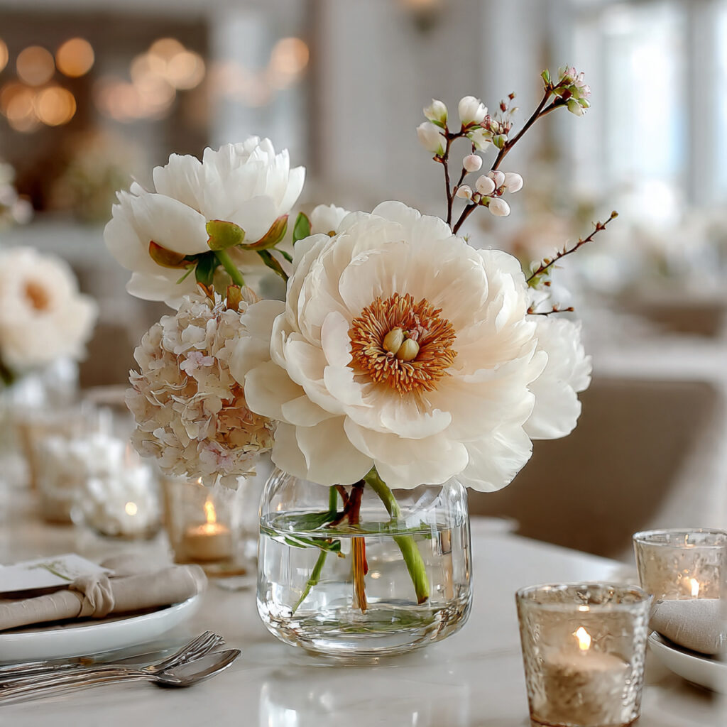 24 Affordable Wedding Flower Cost Ideas for Elegant Celebrations 7 low minimalist wedding centerpiece single bloom in
