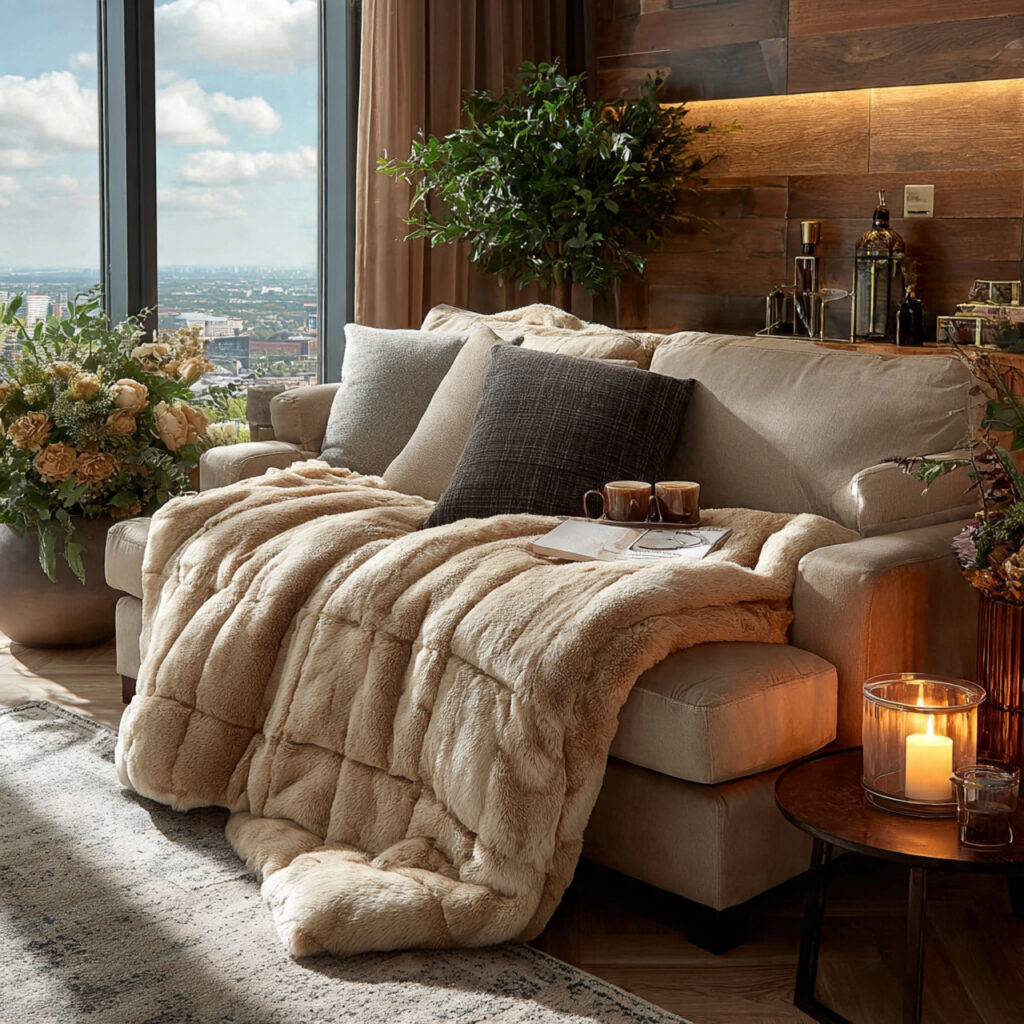 luxurious faux fur throw blanket on a