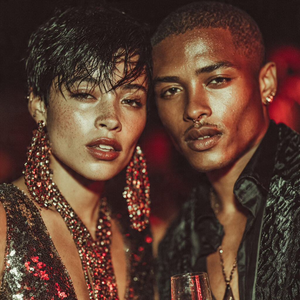 luxurious party scene woman in sequined