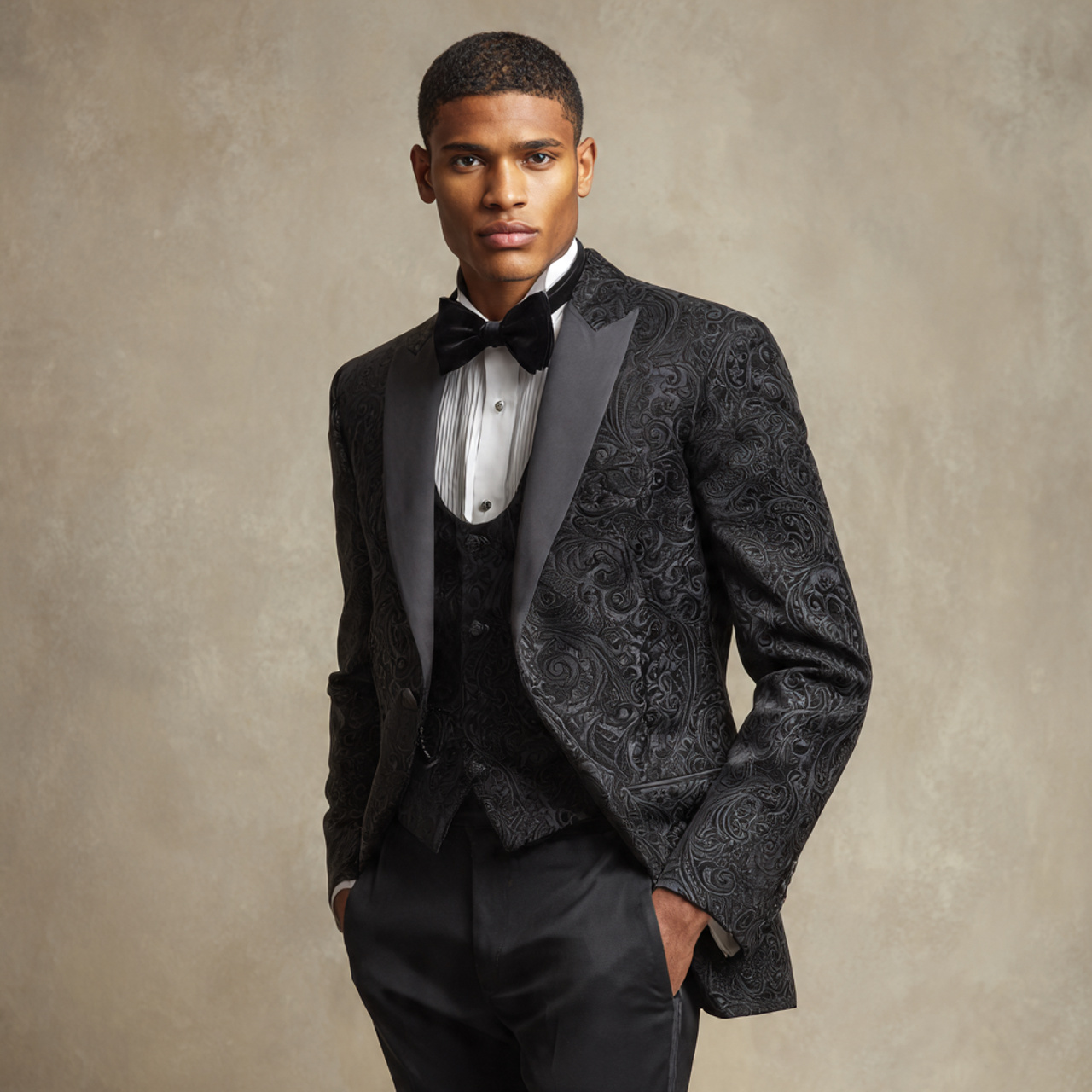 25 Black Tie Wedding Attire Ideas for a Stunning Look 19 Patterned Dinner Jacket